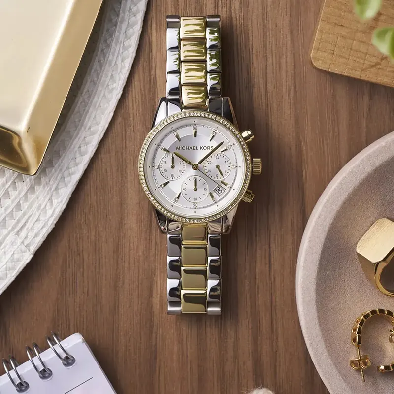 Michael Kors Ritz Chronograph Rose Gold-tone Ladies Watch- MK6474